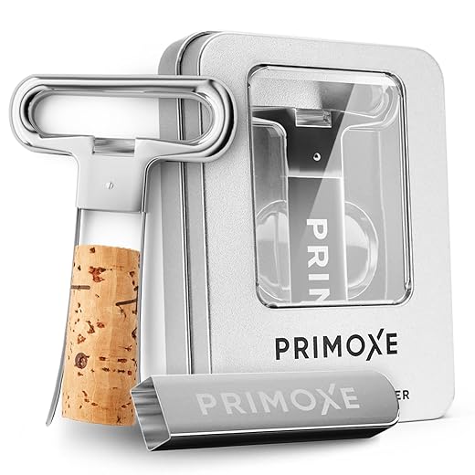 Primoxe Ah So Two Prong Wine Cork Remover with Bottle Opener - Professional Stainless Steel Puller - Extractor For Opening & Vintage Collecting - for Connoisseurs & Collectors to Uncork