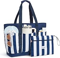 G4Free Waterproof Beach Tote Bag for Women, Stanley Cup Compatible, Foldable 35L Weekender Travel Bag