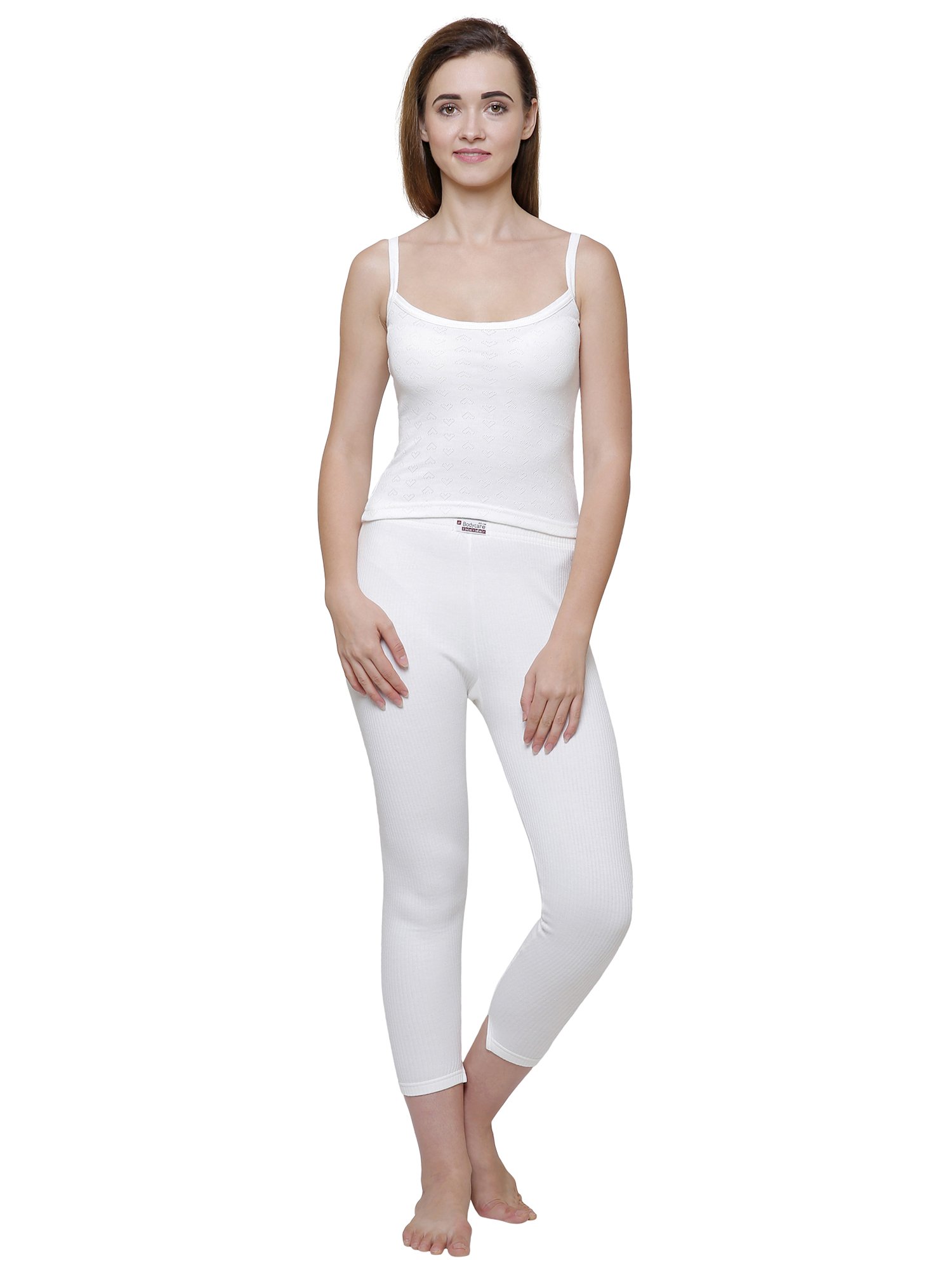 Bodycare Off White Solid Women Thermal Camisole Top