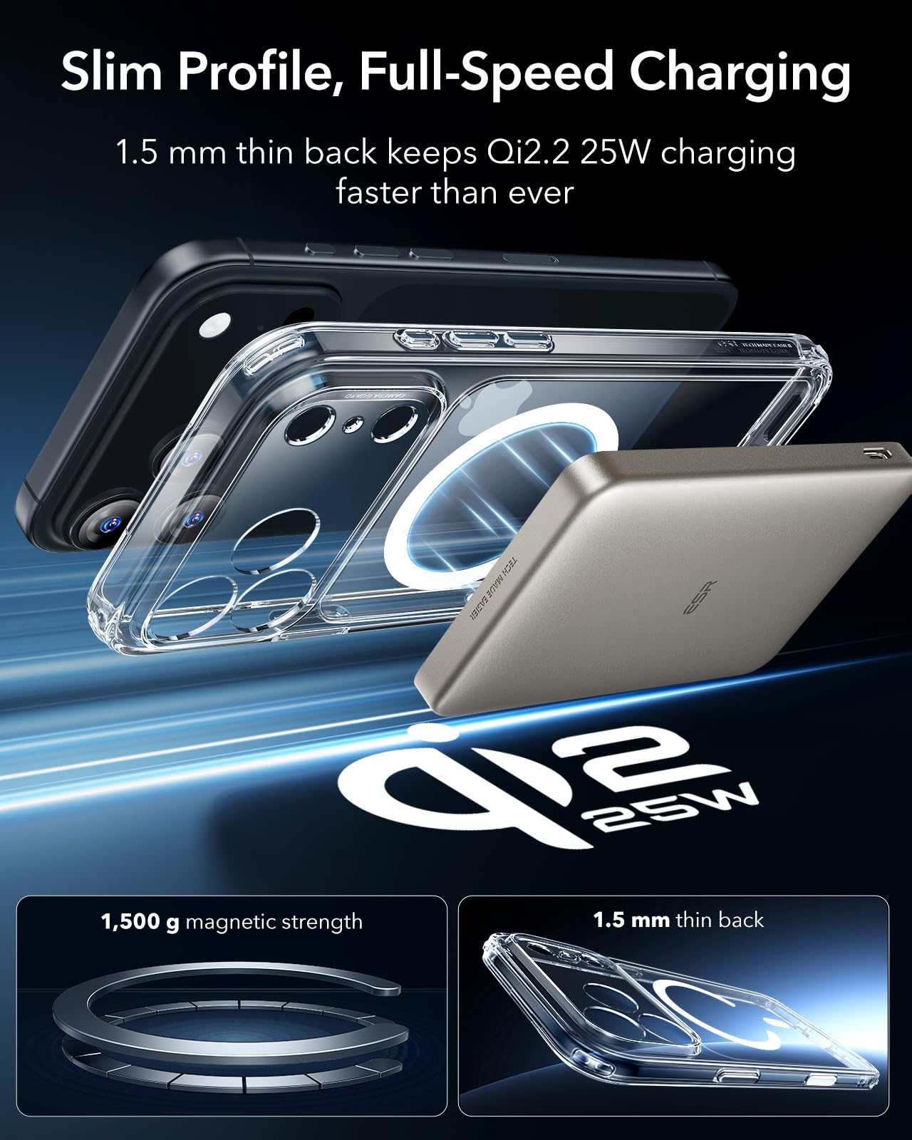 ESR Cover per iPhone 17 Pro Max, Custodia per controllo della fotocamera, Compatibile con MagSafe, Protezione antiurto di livello militare, Angoli Air Guard ammortizzanti, Trasparente