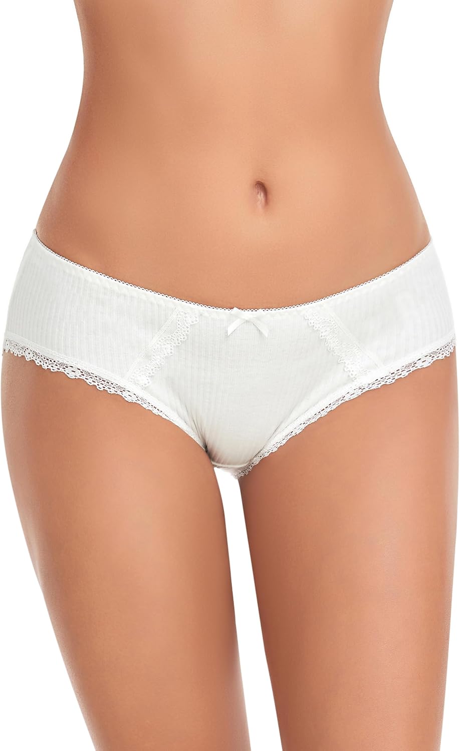 ANLIQI Women Underwear Cotton Lace Panties Ladies Briefs Underpant,Comfortable Elegant Cotton Panty with Bow Undies - Image 3