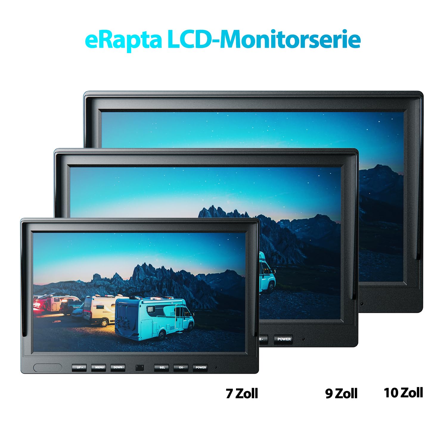 eRapta 10" Kabelloses Rückfahrkamerasystem für Wohnmobil IP69K wasserdichte | HD 1080P Digitales Rückfahrkamerasystem mit 10 Zoll Quad-Split-Loop-Aufnahmemonitor, Rückfahrkameras für LKW, Anhänger