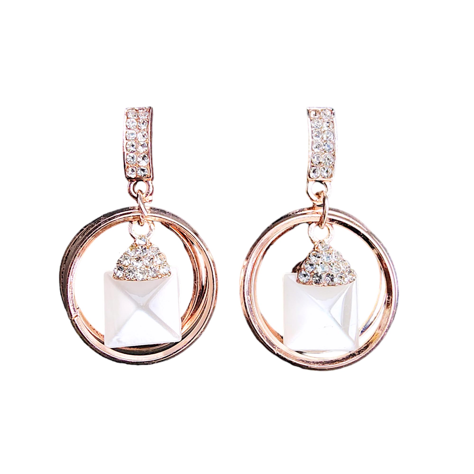 Tiny Troves Rose Gold Drop Earrings for Women & Girls | Monalisa & American Diamond Studded Stone Earring Set (Style 1) (B0CSPFZCLW) Amazon Price History, Amazon Price Tracker