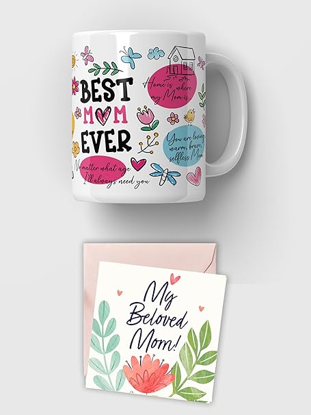 SINCE 7 STORE Best Mom Ever Doodle Quotes Coffee Mug (350 ml) - Ceramic Mug - Birthday Gifts, Best Gift for Mother Mummy Mum, Mom's Birthday - Dishwasher and Microwave Safe