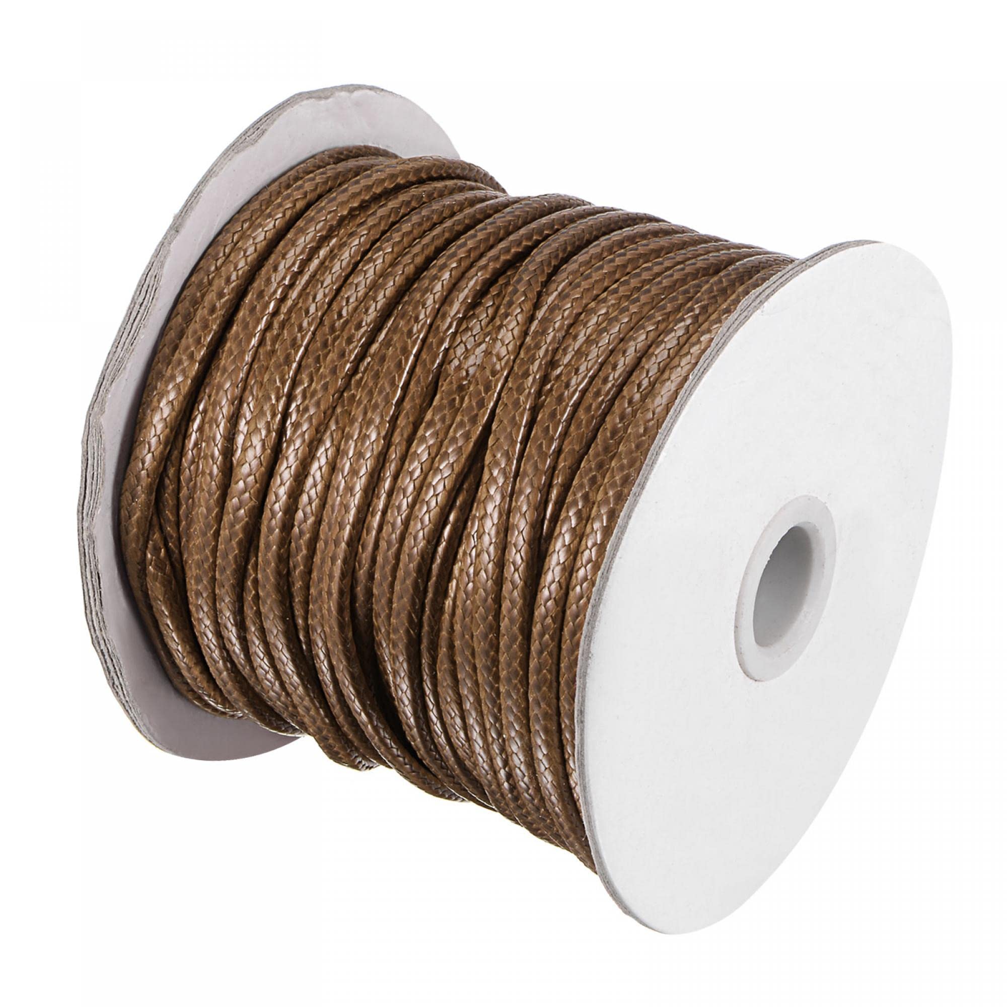 sourcing map 4mm Waxed Polyester String Cord 39M (42-Yards) Beading Thread Crafting Rope for Jewelry Making Bracelet Necklace Weaving, Brown