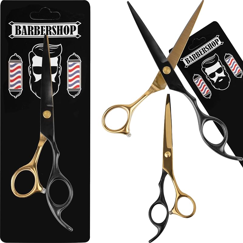iLogic Barber Shop Professzionális Fodrász Olló 6 Hüvelykes Rozsdamentes Acélból - Kézzel Élezett Prémium Hajvágó Olló Fekete/Arany Színben