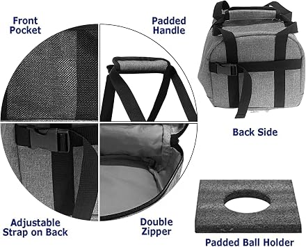 Bowling Ball Bag, Portable Single Ball Bowling Tote Bag with Padded Balls Holder, Waterproof Oxford Cloth, with Carry Handle, 22x22x20cm/8.66x8.66x7.87 inches