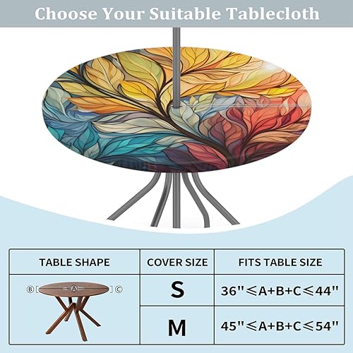 Miniatura 6 de Mantel redondo ajustable con agujero para paraguas, diseño de flores de cerezo para exteriores, con cremallera, mantel redondo elástico impermeable,