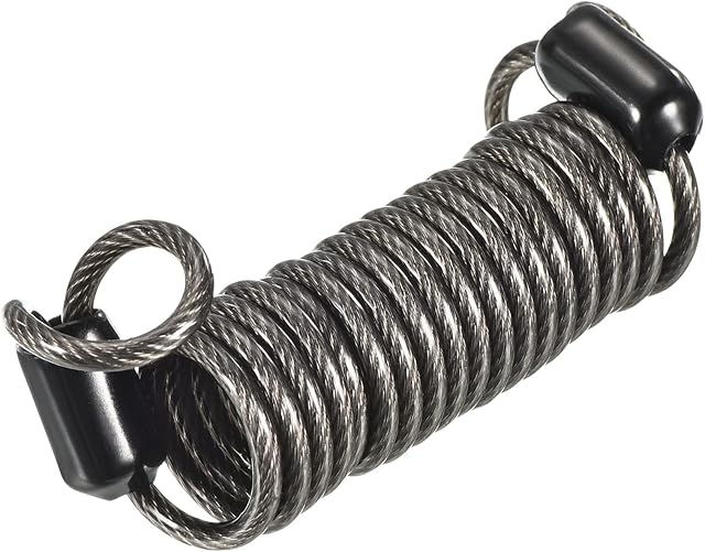 PATIKIL Security Steel Cable 2.5mm x 1m/3.28ft Coated Spring Luggage Lock Wire Rope with Double Loop Black