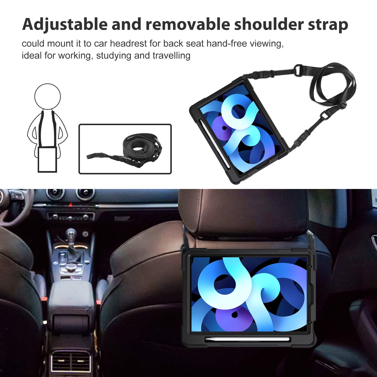 Étui Robuste Pour IPad Air 5e Génération (2022) - Coque Dure Noire, Protection Légère