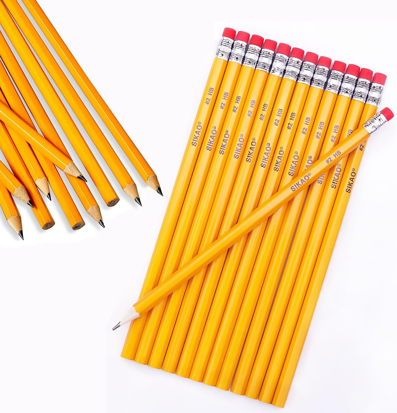 NALACAL Pencils, Number 2 Pencils Bulk, Wood Pencils for Kids Sketching Drawing, Yellow HB No 2 Pencils with Erasers, Classroom Must Haves Essentials for Teachers, School Supplies(24Pack)