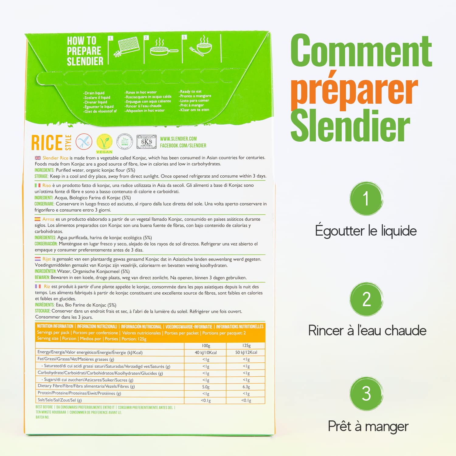 6x Slendier Bio Konjac Riz 6x400g