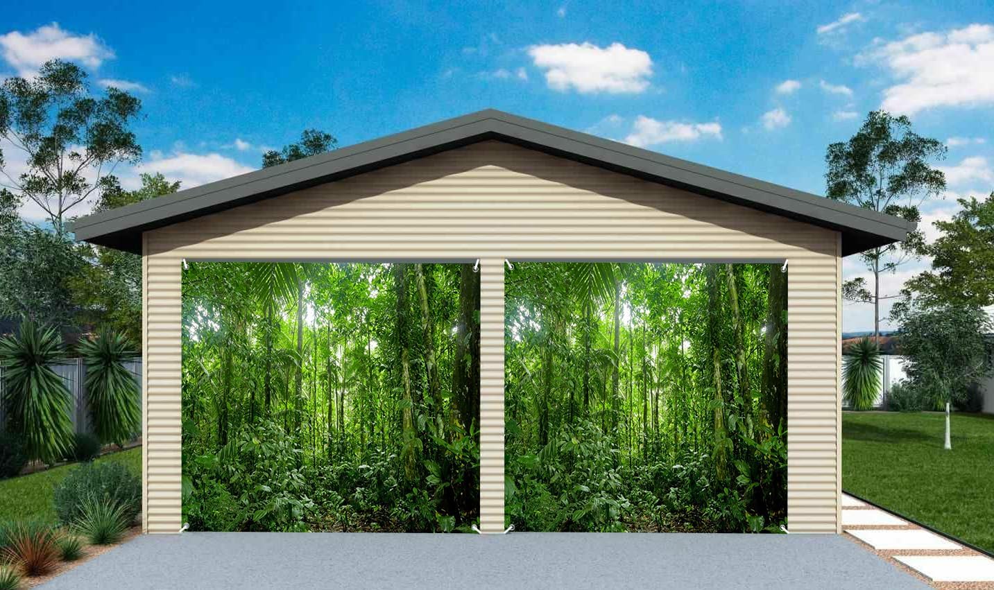 7x8ft Green Jungle Outdoor Garage Door Decor Tropical Rainforest Natural Scenery Wonderland Forest Garage Door Cover for Spring Adventure Theme Party