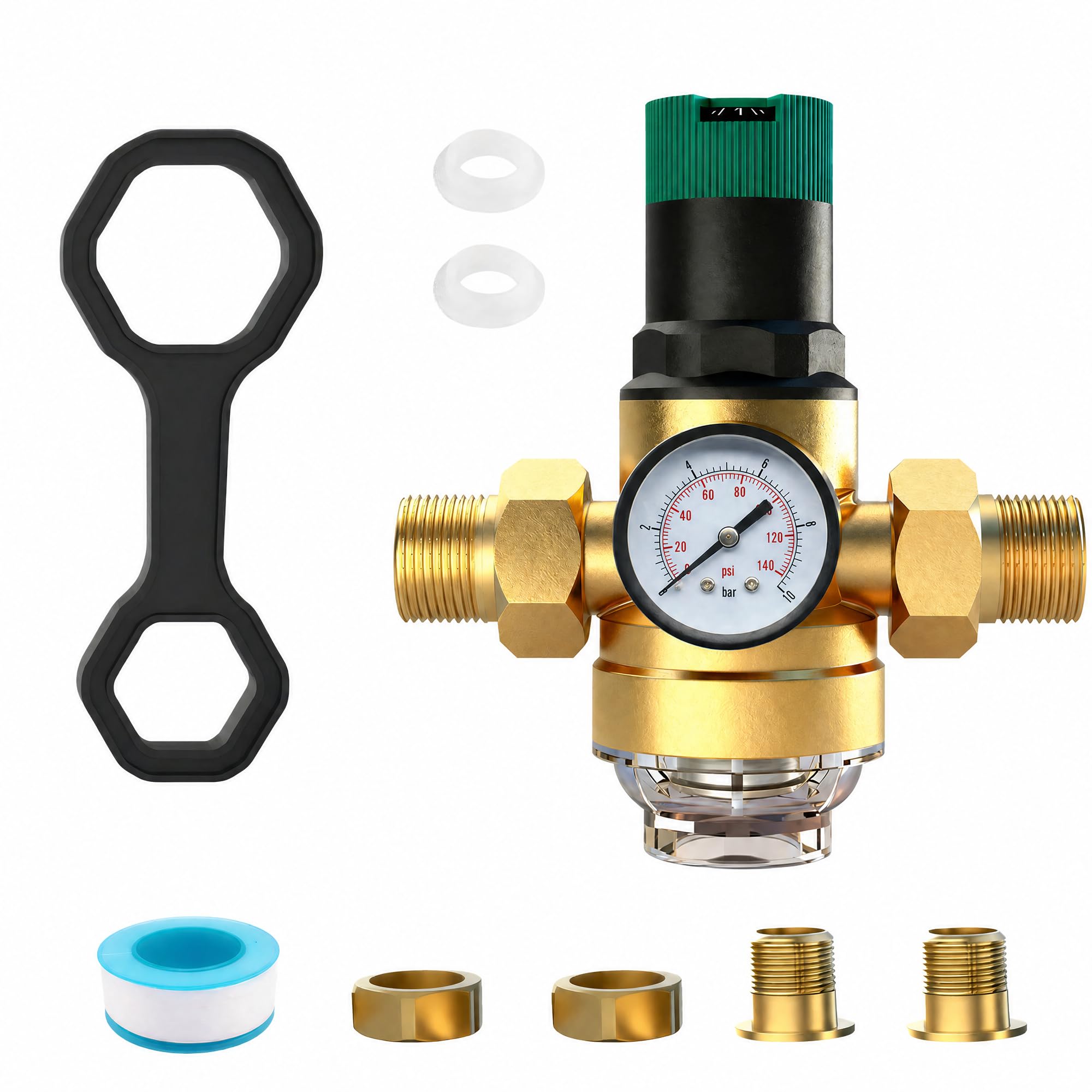 Filtr dokładny do płukania z adapterem: 1" - G3/4" MNPT kran filtr wody kombinacja filtrów wielokrotnego użytku do filtracji wody pitnej wąż do wody pitnej (3/4 cala + manometr)