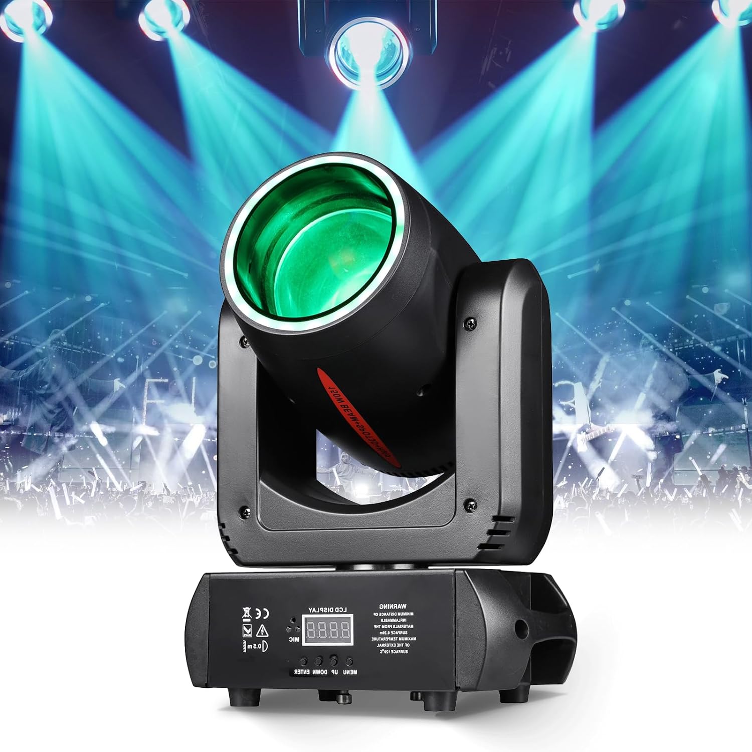 Moving Head DJ Light 180W LED Mini Stage Lights, 8 Gobos 8 Gobos RGB Halo Beam Spot 3D Prism, DMX512 DJ Lighting 16/20CH for Parties Disco KTV Clubs Show Wedding