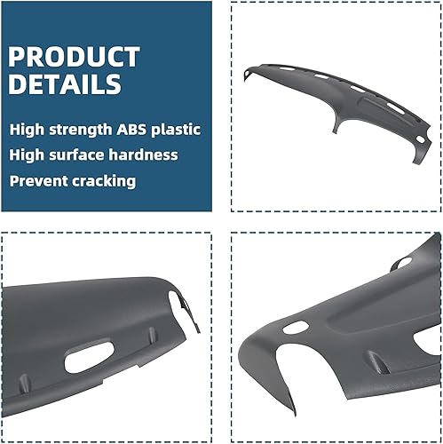 Miniatura 6 de ECOTRIC Cubierta para salpicadero Compatible con camionetas Dodge Ram 1500 de 1998 a 2001, Dodge Ram 2500 BaseDodge Ram 3500 Base de 1998 a 2002