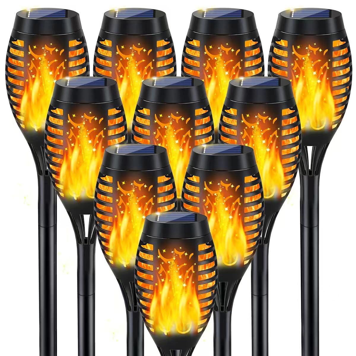Photo 1 of 10Pack Solar Torch Light Outdoor Flickering Flame for Halloween Decorations
