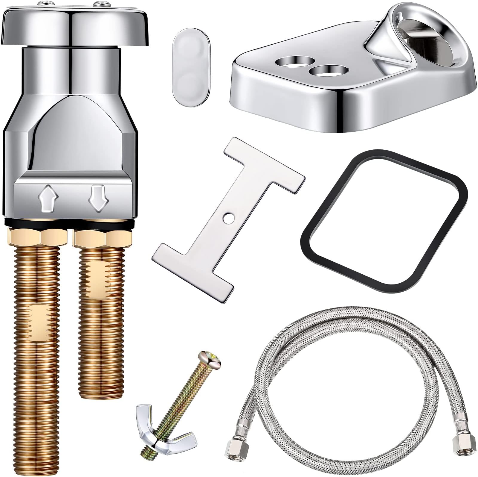 - Shampoo Bowl Vacuum Breaker Kit, Hardware Handle, 7 Pcs Stainless Steel, Chromium Plated Brass, 31 inches, for Salon Sink Parts Replacement