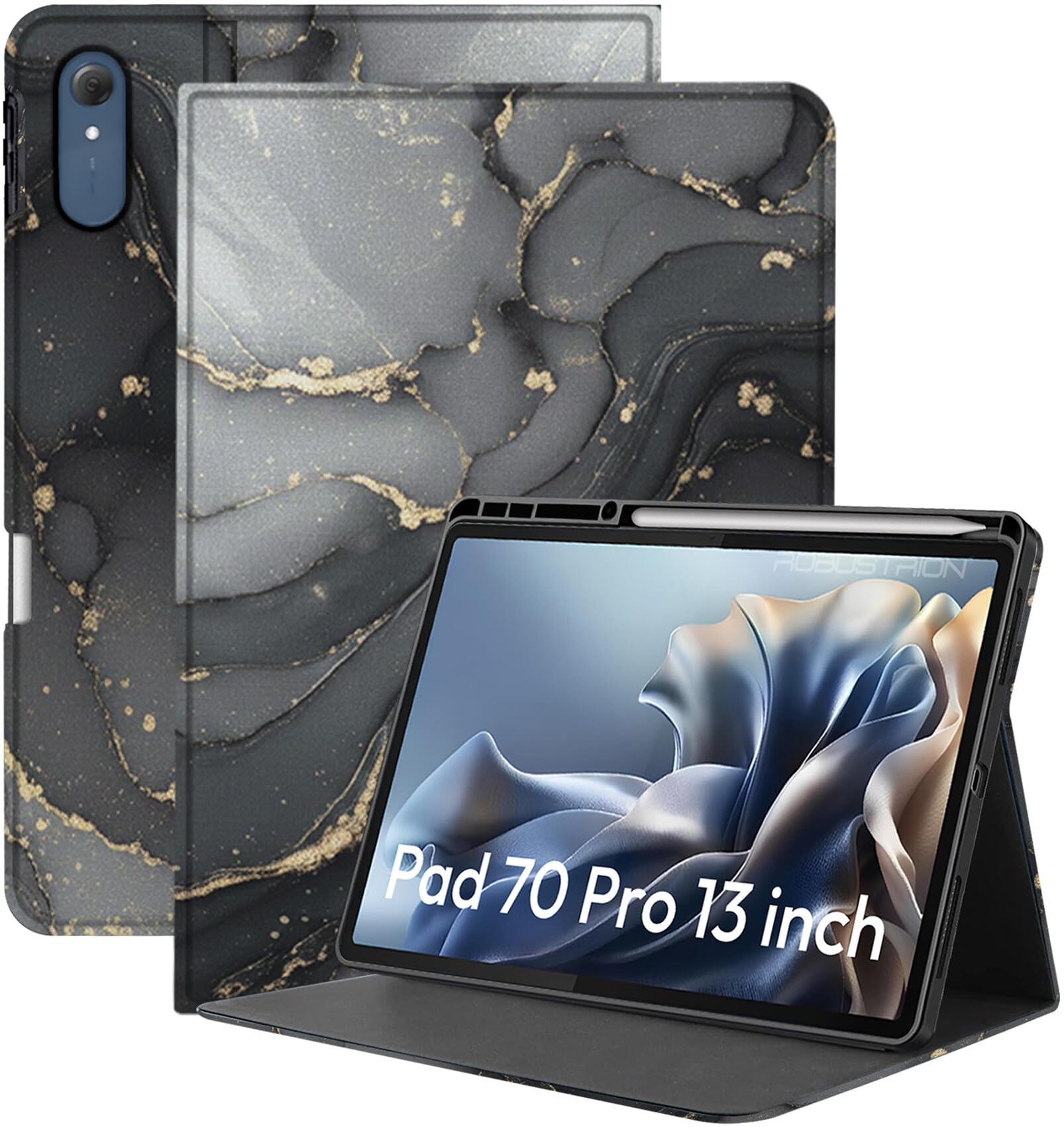 Robustrion Case for Moto Pad 70 Pro 13 inch Cover Case with [Pencil Holder], Folio Flip Cover for Motorola Pad 70 Pro 13 inch Cover [Auto Sleep Wake Support] - Ocean Black-image-27