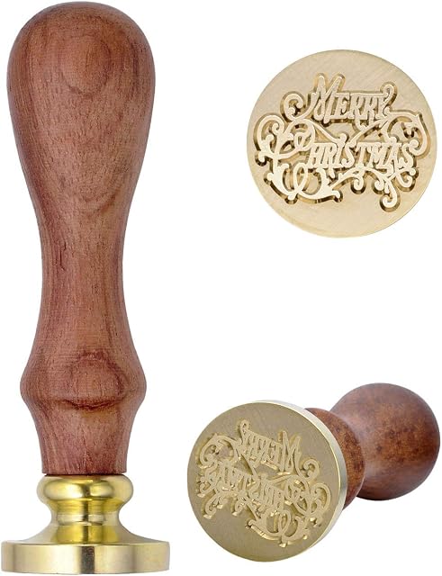 Wax Seal Stamp,Mogoko Vintage Retro Classical Wax Seal Stamp Copper Stamp with Fancy Greetings (Merry Christmas)