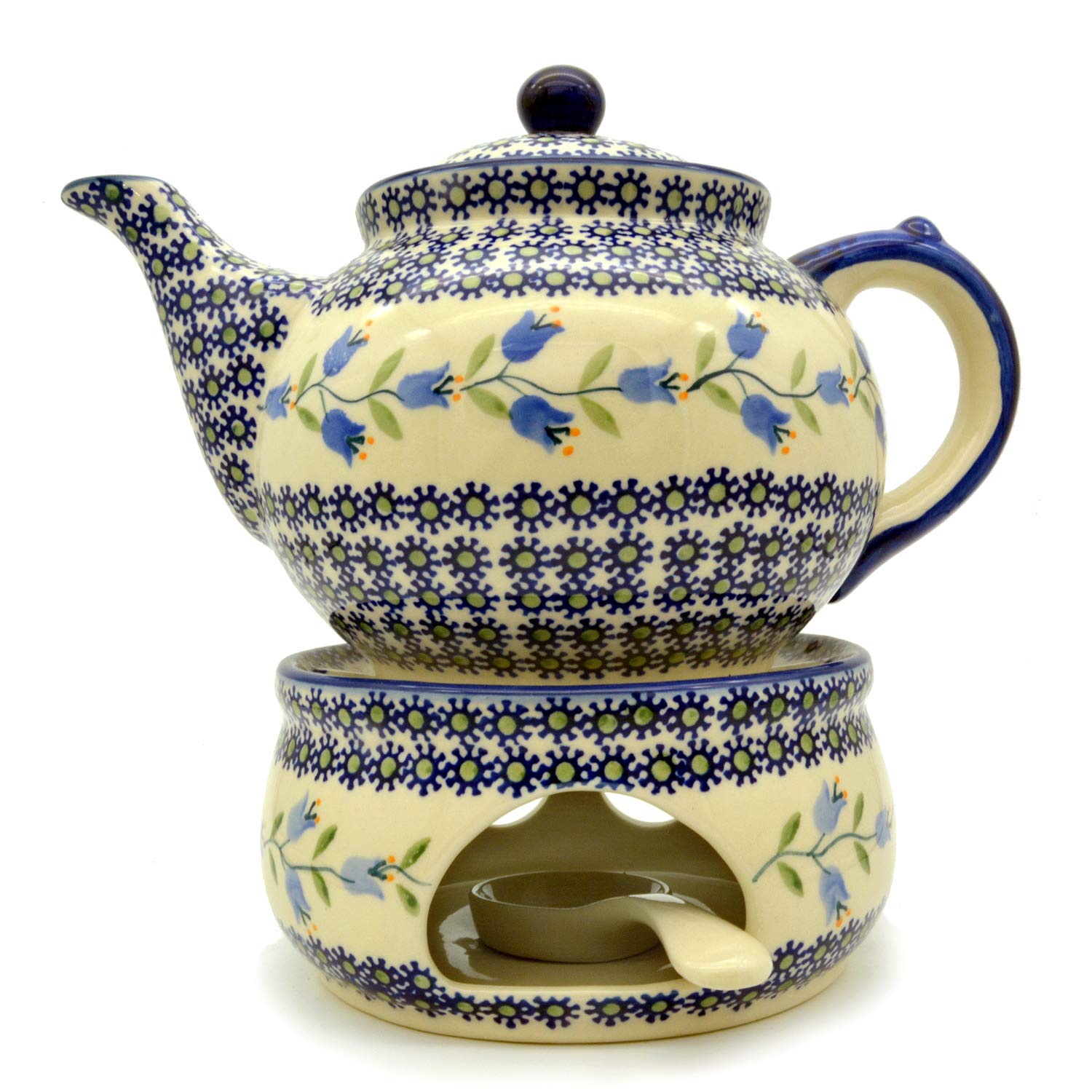 Bunzlauer ceramiczny dzbanek do herbaty z podgrzewaczem (dekoracja Agnes)