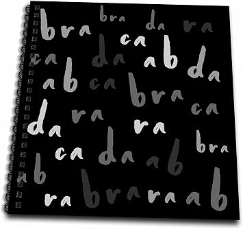 Drawing Book 8 x 8 inch - Abracadabra funny typography design. Shades of grey text on black Alexis Design - Typography