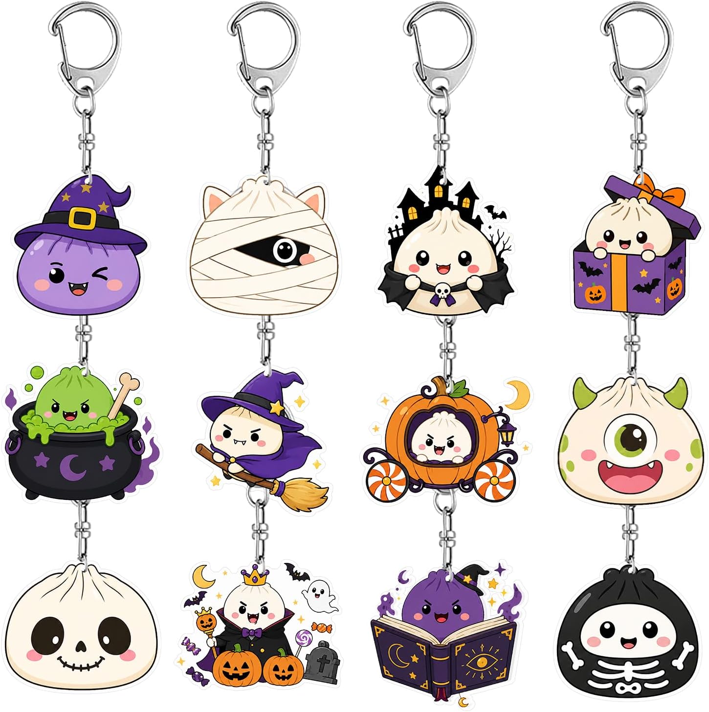 12 PCS Dumpling Keychain, Halloween Dumpling Party Favors Cute Dumpling Party Supplies Decoration Gifts