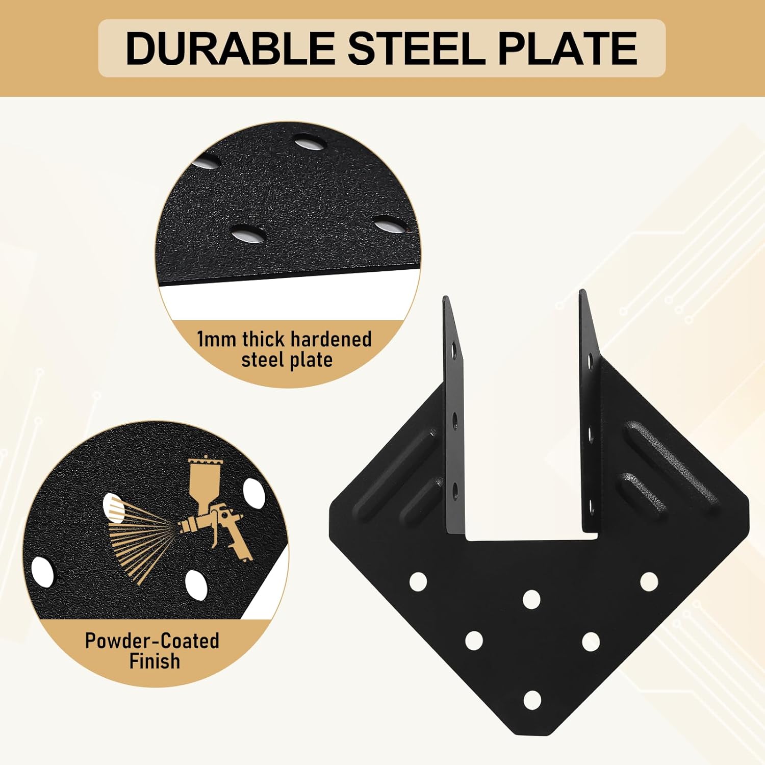 24 Pcs Black Hurricane Tie Clip,Q235B Steel Joist Hangers, Hurricane Straps for Rafter Fit 2X Truss to Rafter Connector, Roofing Trusses Wood Timber Connectors