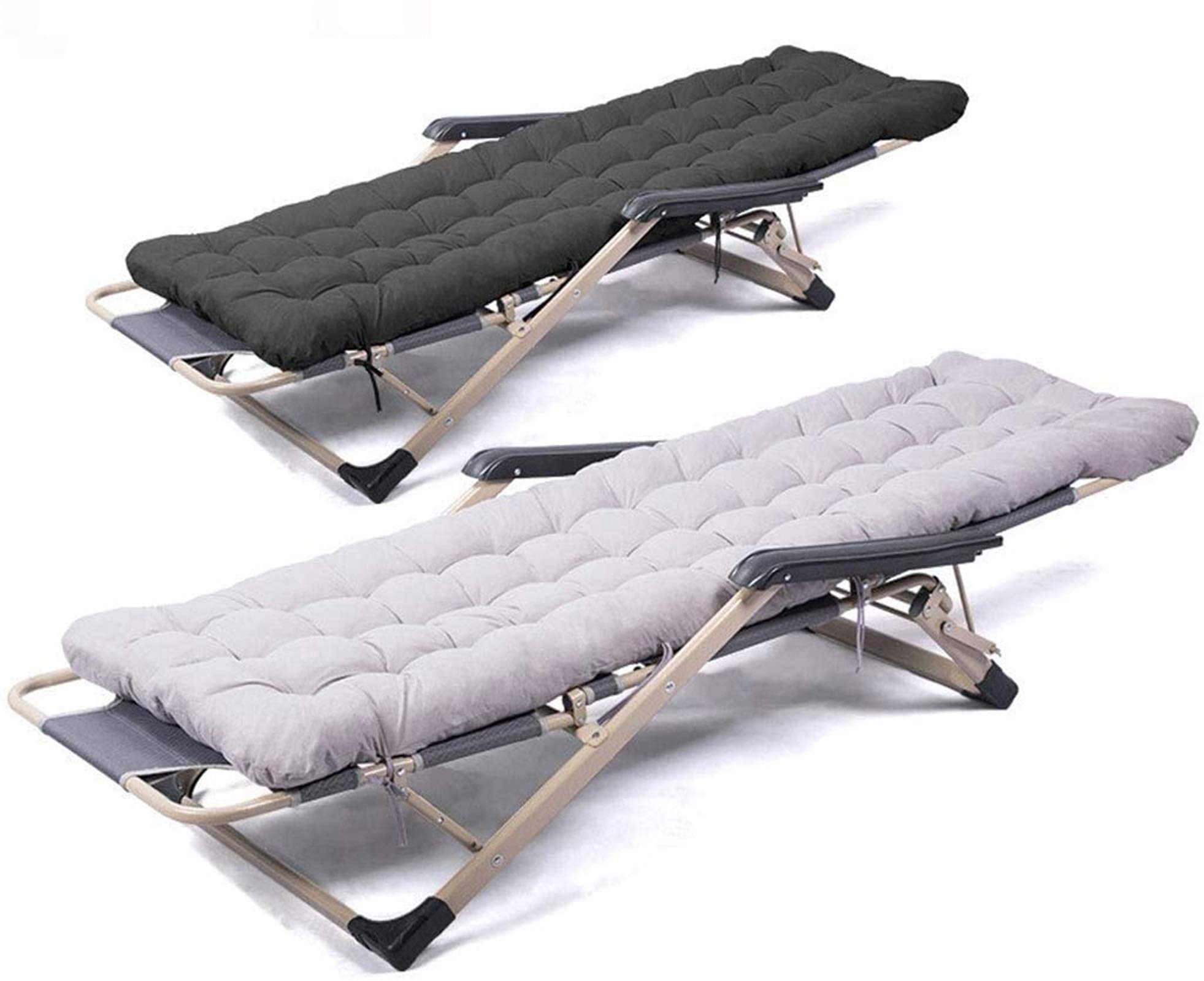 Lezy Deck Chair Rocker składany leżak ogrodowy, leżak do opalania, do użytku na zewnątrz, z zagłówkiem, kemping, turystyka, brązowy (kolor: szary)
