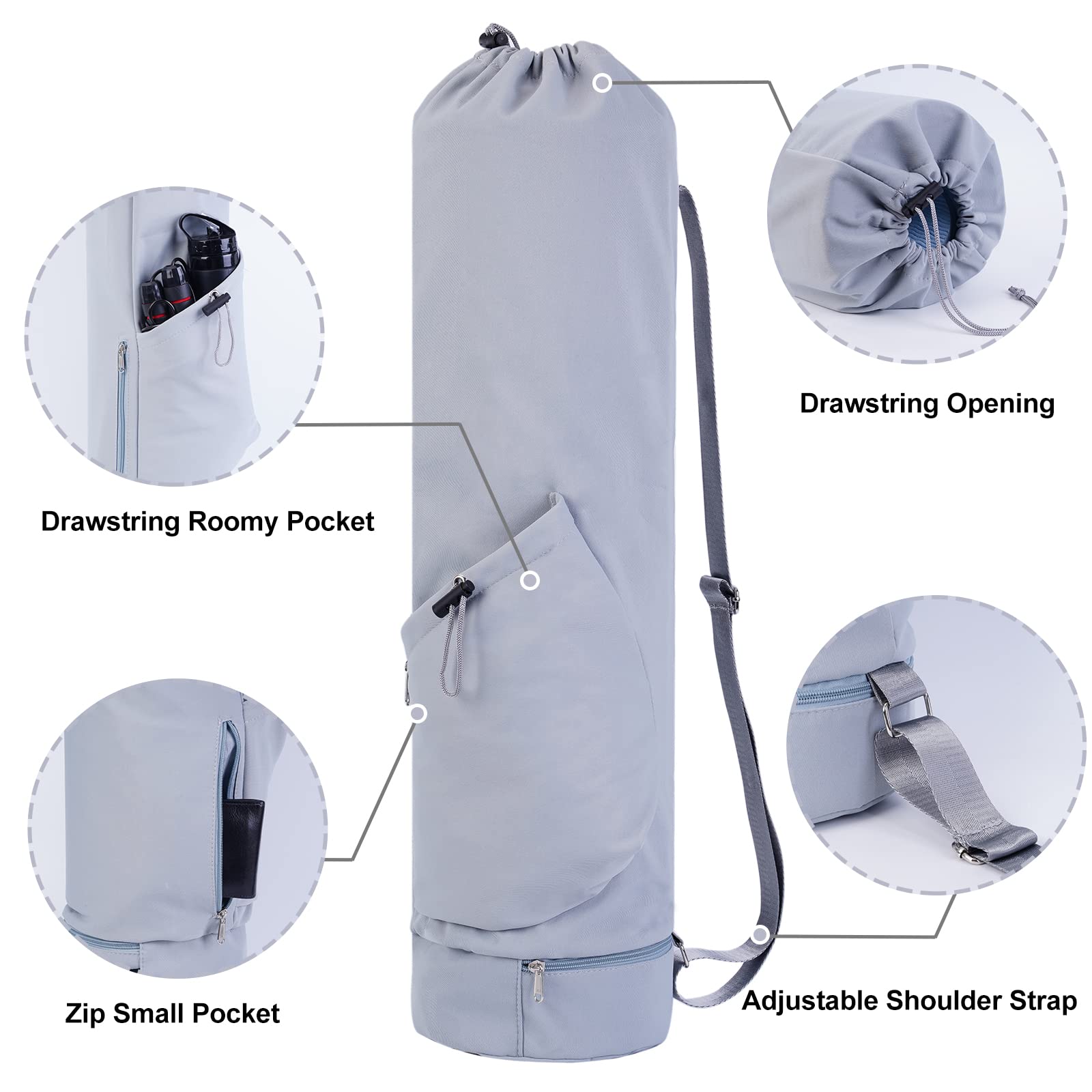 2 Borse Per Tappetino Yoga - Con Tracolla Regolabile | 23x130 Cm | Impermeabili E Leggere - Foto 13