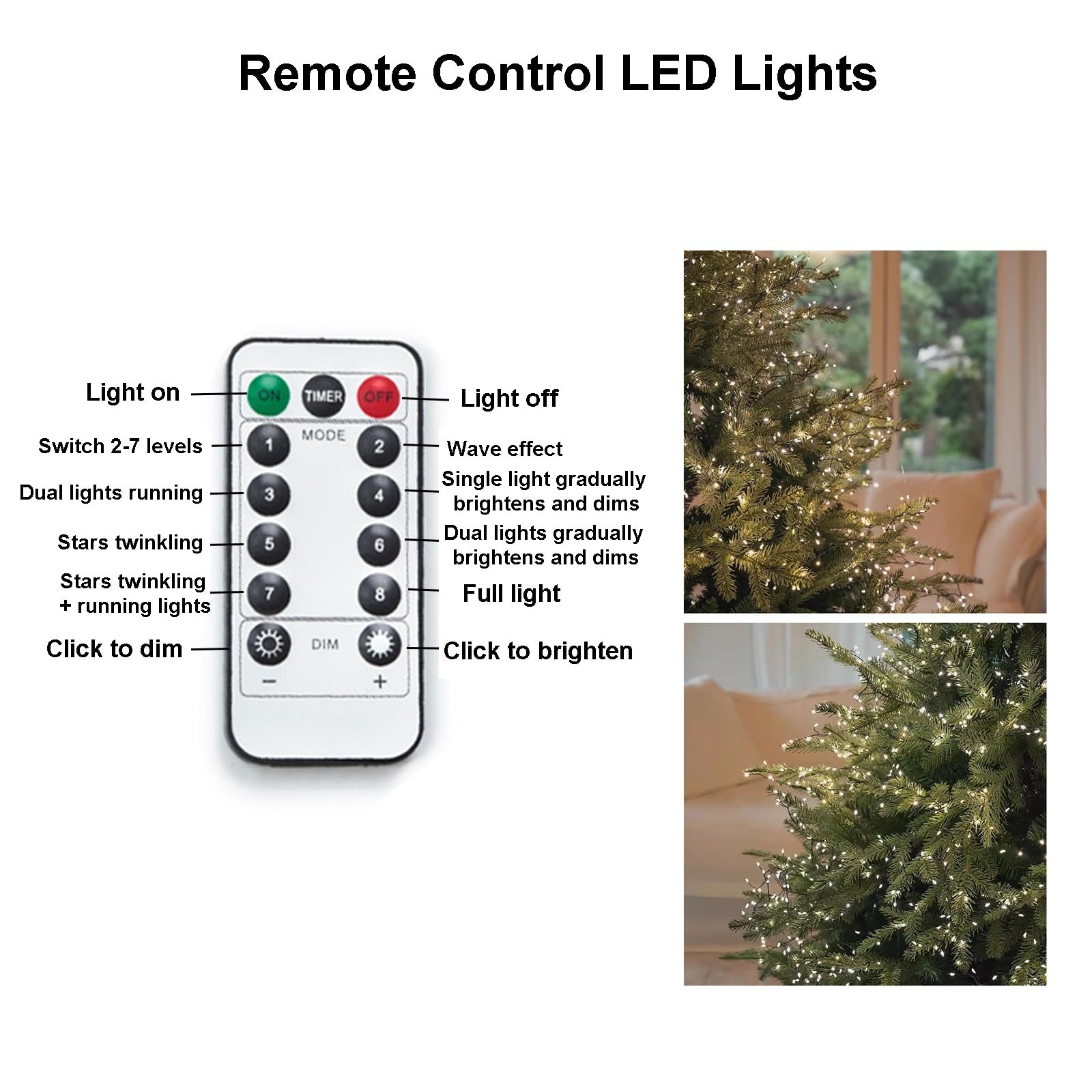 Arboles de Navidad Artificial con Control Remoto, Árbol de Navidad con Bisagras de Primera Calidad con Luz, Árbol de Decoración Navideña para la Oficina en Casa(150cm/5ft)