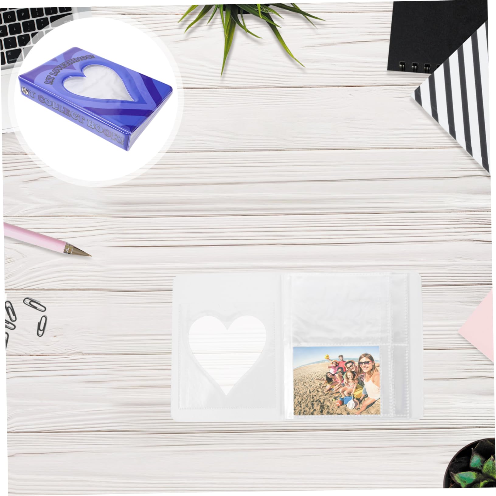 Mobestech 5 Piezas Álbum de Fotos Decorativo DIY con Corazón Álbum de Almacenamiento Tarjetas y Fotos Portátil y Práctico Bodas