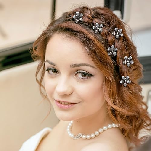 Miniatura 6 de YISSION Pinzas para el cabello con diamantes de imitación, mini pinzas para el pelo de flores, horquillas de lujo, bonitos pasadores para niñas y