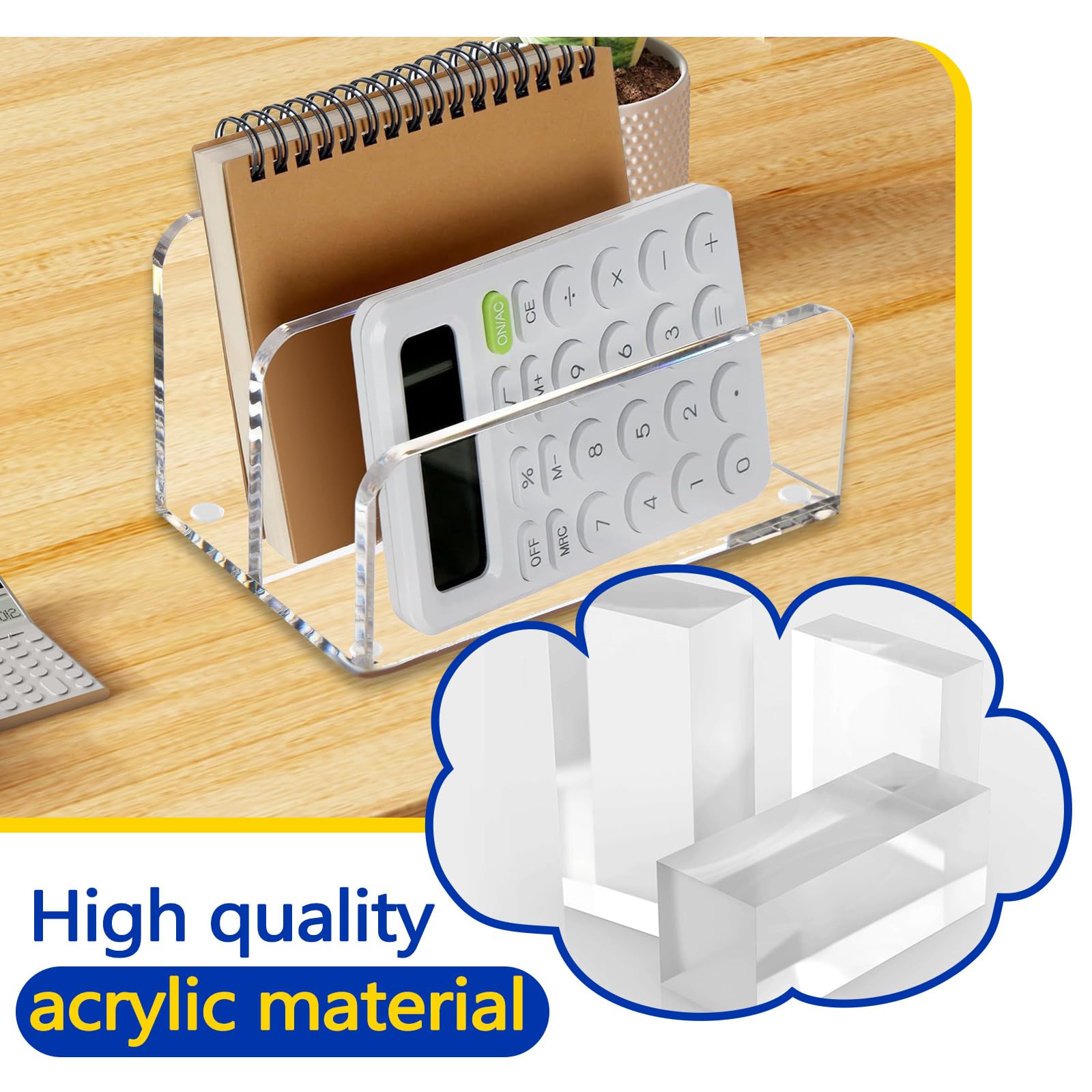 Modixun 2 Pack Mail Organizer for Desk 2 Section Clear Acrylic Mail Holder Letter Sorter Countertop - Image 4