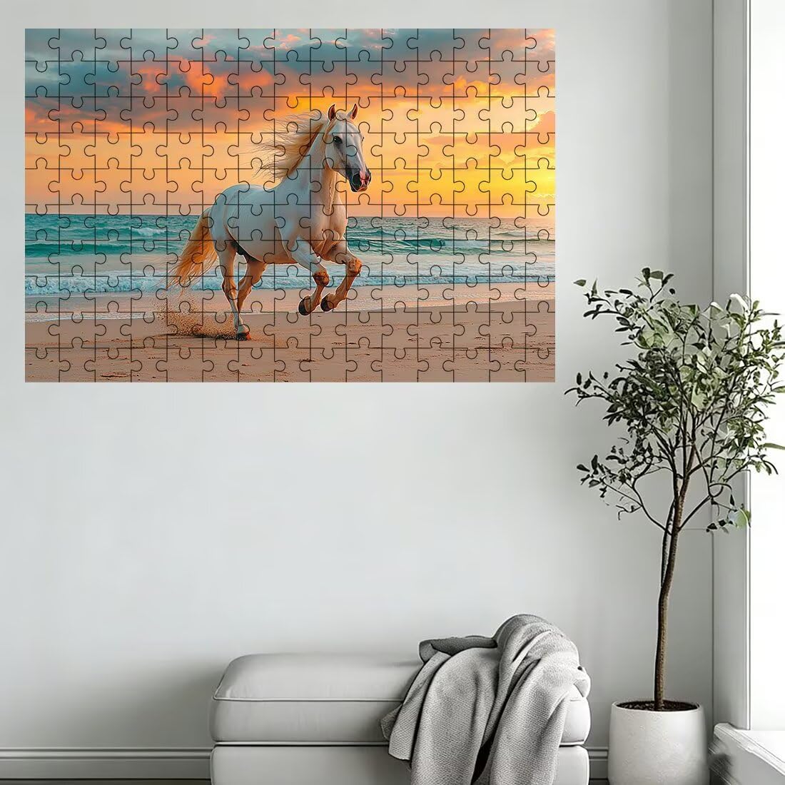 Puzzle 4000 elementów dla dorosłych, puzzle 4000 sztuk plaża, koń puzzle dla dorosłych z wykwintnym pudełkiem do pakowania, gry edukacyjne, duże drewniane puzzle na prezent dla kobiety obraz dekoracja