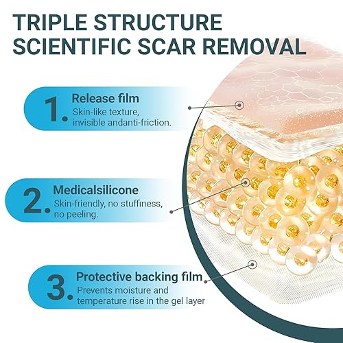 Miniatura 4 de Hojas de silicona para cicatrices para eliminación de cicatrices, cinta reutilizable para cicatrices quirúrgicas, cesáreas, queloides y quemaduras,