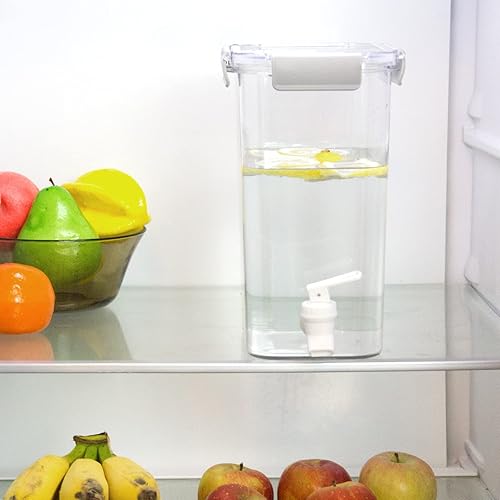 Miniatura 3 de Kcgani Dispensador de bebidas de plástico de 4.5 l1.2 galones con grifo a prueba de fugas, cubo de agua fría para refrigerador con tapa de bloqueo,