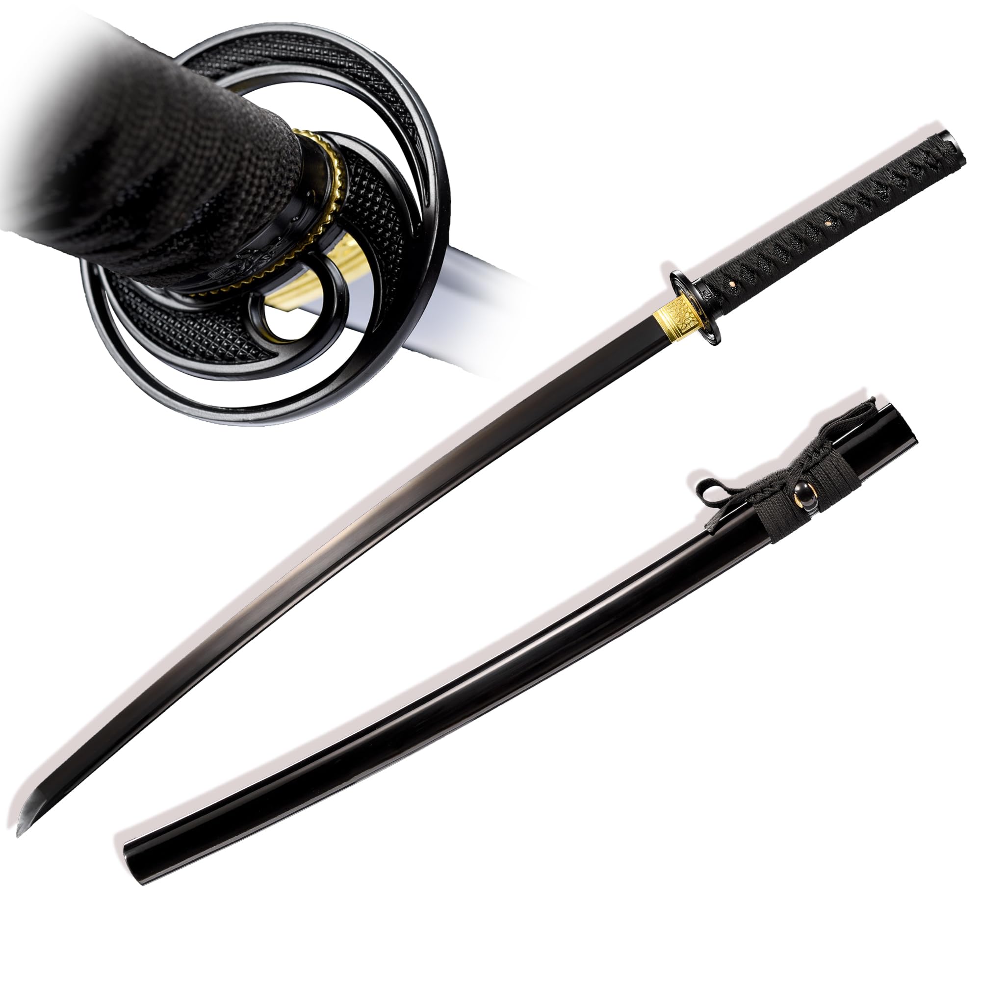 Layofe-Samurai Katana Sword Real - Hand Forged 1060 Carbon Steel Blade with Traditional Hardening and Full Tang, for Gift, Cosplay, Collection and Display