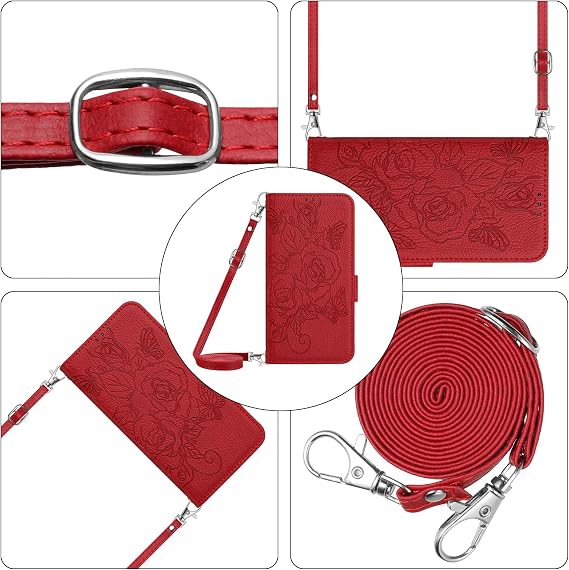 Flip Case Rose for TECNO SPARK 50 5G Case PU Leather Flip Wallet Phonecase Pocket Silicone Shockproof Bumper Cover Stand View Cover with Card Slots Phone Case for TECNO SPARK 50 5G, Red