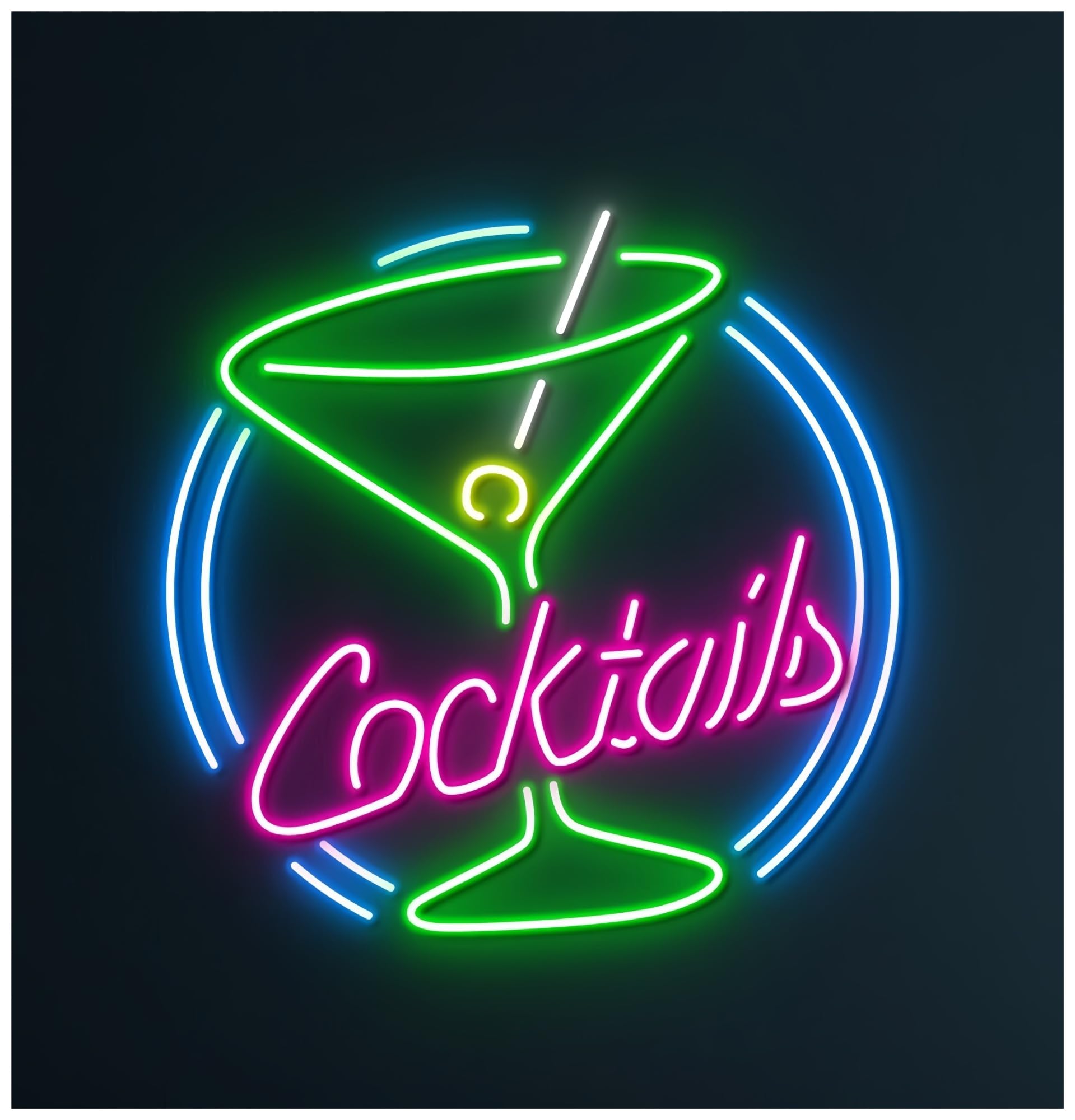 RONGCH Hanging Art Neon Signs Cocktail Neon Sign Pub Wall Decor Bar for Bedroom Dimsum Store Cofes 50cm