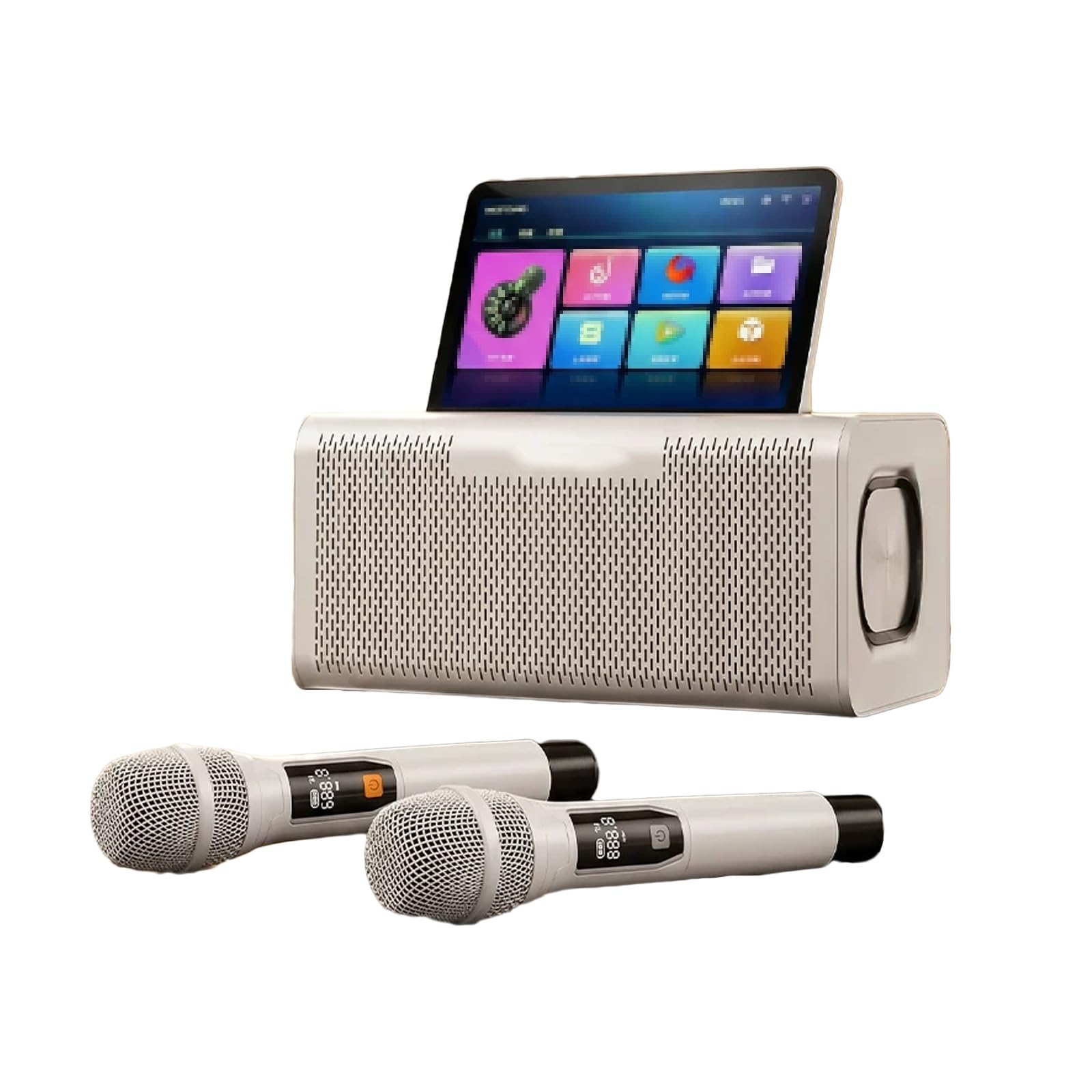 Cassa Karaoke con 2 Microfoni Wireless Schermo HD da 10,1 Pollici