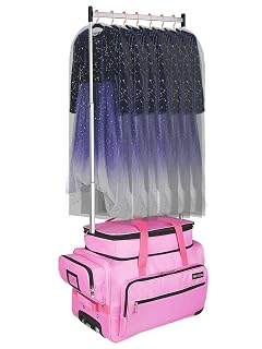 Dance Bag with Garment Rack 23inch Dance Competition Garment Bags with Clothes Rack Suitcase Rolling Duffle for Travel