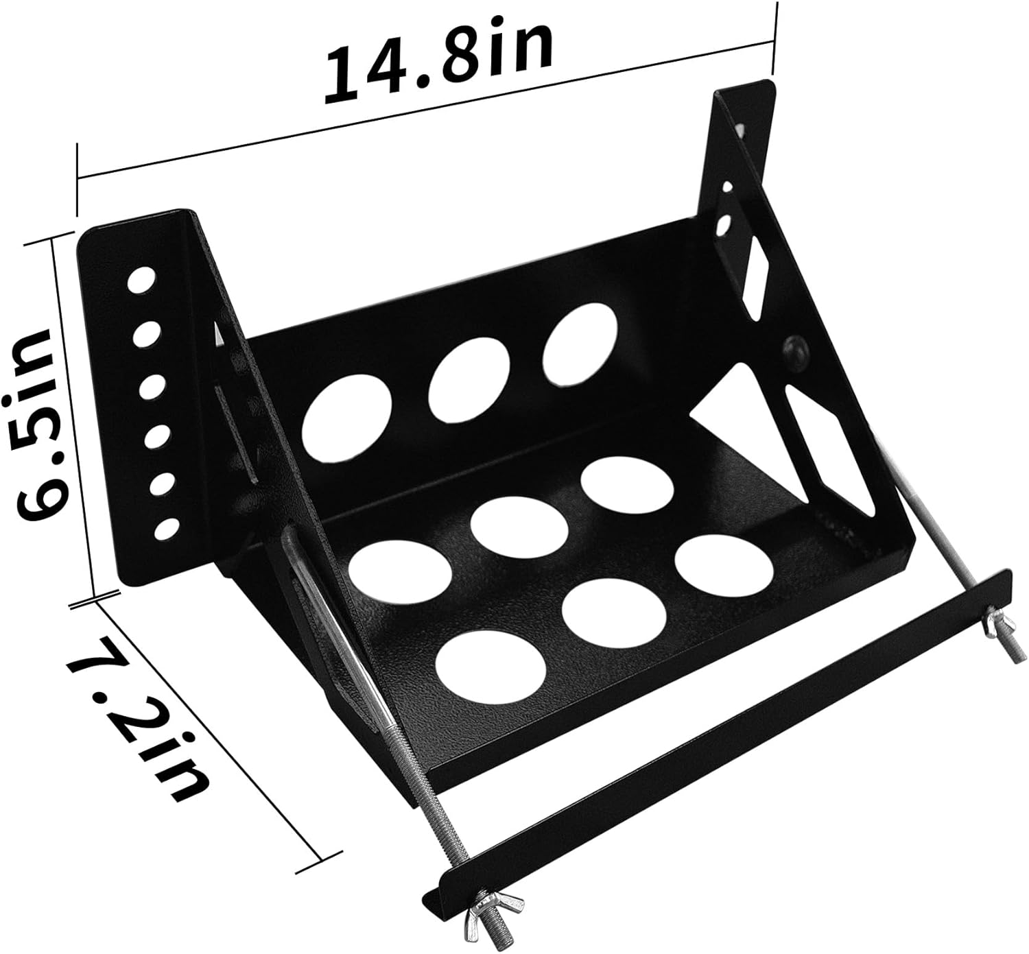 Heavy Duty Steel Battery Mounting Box Bolt Style Automobiles Battery Tray Metal Battery Mounting Bracket Kit Suitable for Boat Trucks Cars Rv Trailer Fits up to 10.63"×7.06"×7.5" Battery