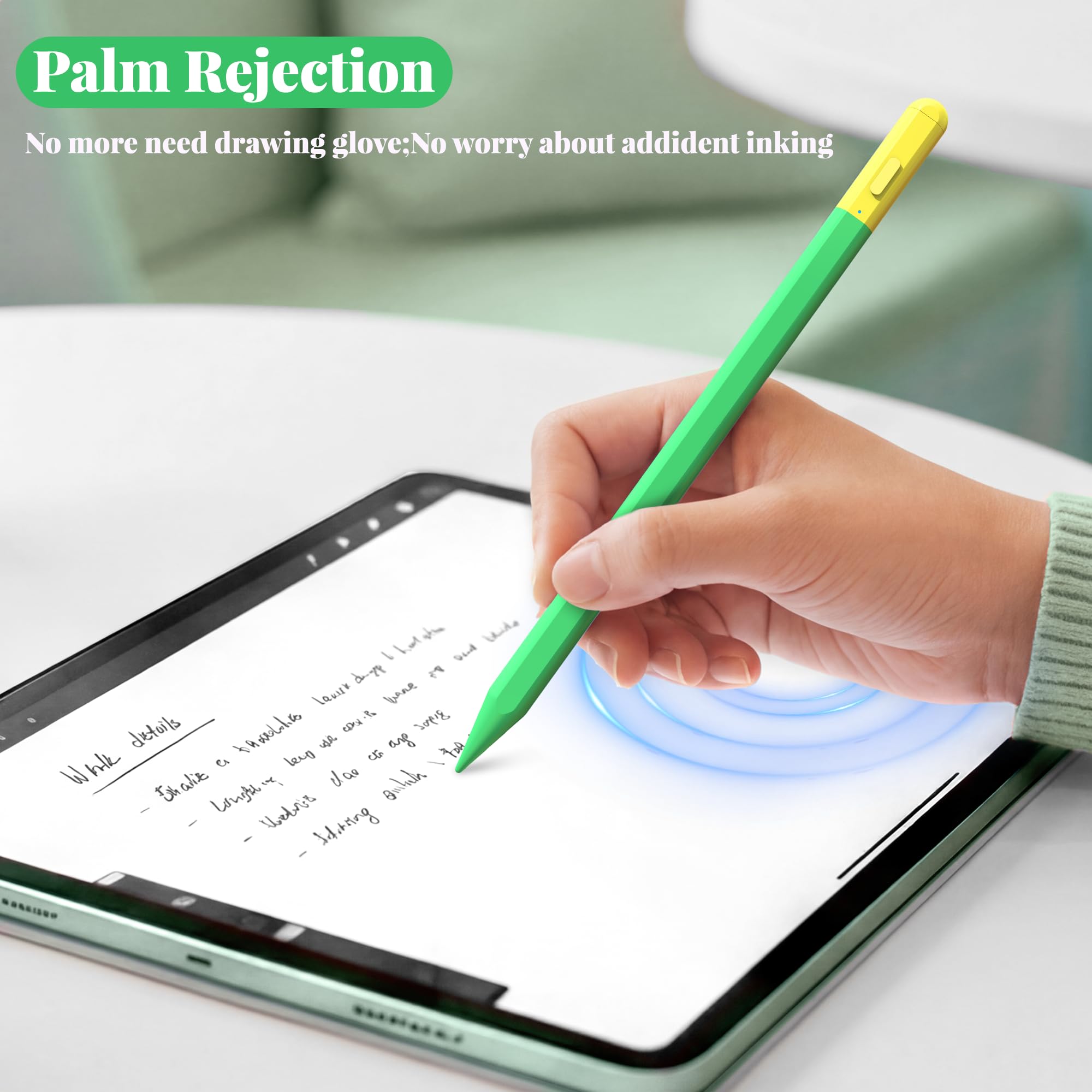 Eingabestift für iPad (2018–2026), Apple Pencil mit Handflächenabweisung, schnelles Laden, Neigungsempfindlichkeit, für iPad 11/10/9/8/7/6. Generation, Pro 13 Zoll, 12,9 Zoll, M4, Air 7/6/5/4/3/M3/M2
