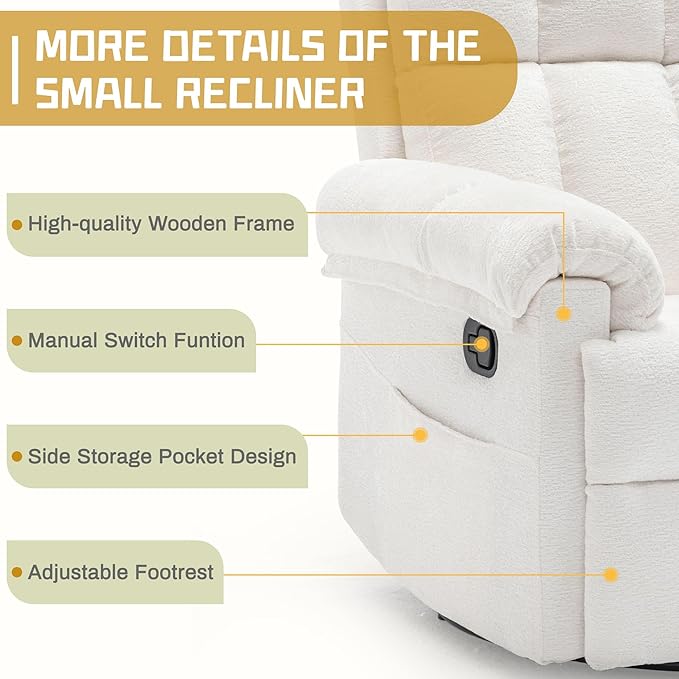 Sillón Reclinable Giratorio Mecedora Beige Chenilla miniatura 6
