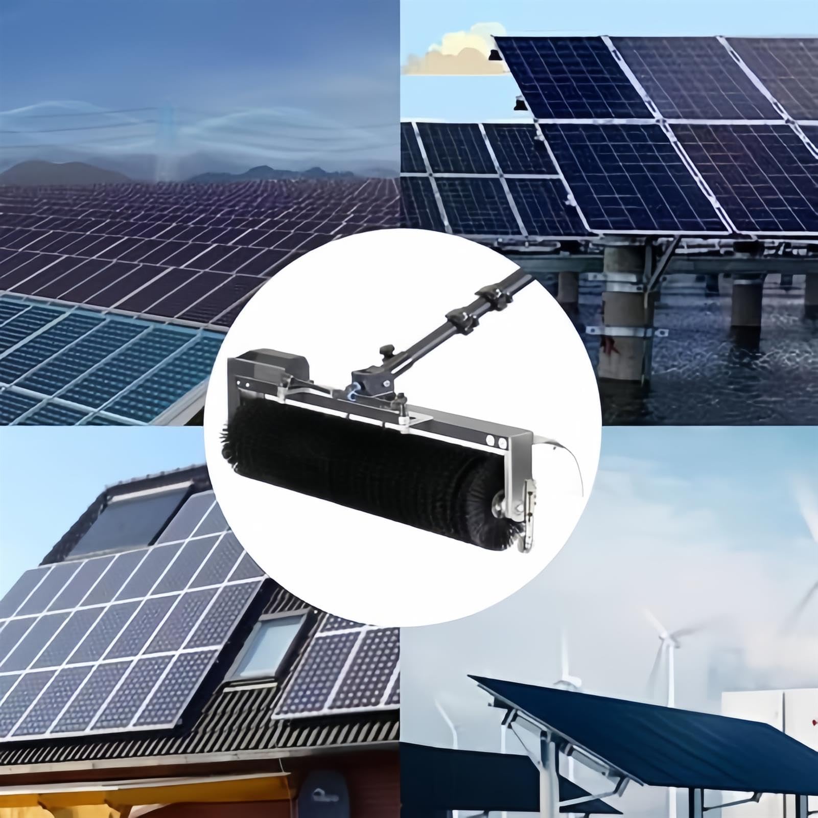 Automatisches Solarmodul-Reinigungsset - Ausziehbare Drehbürste für effiziente Solarpanel-Dach- und Fensterreinigung - Einfaches Wartungswerkzeug für Hausbesitzer