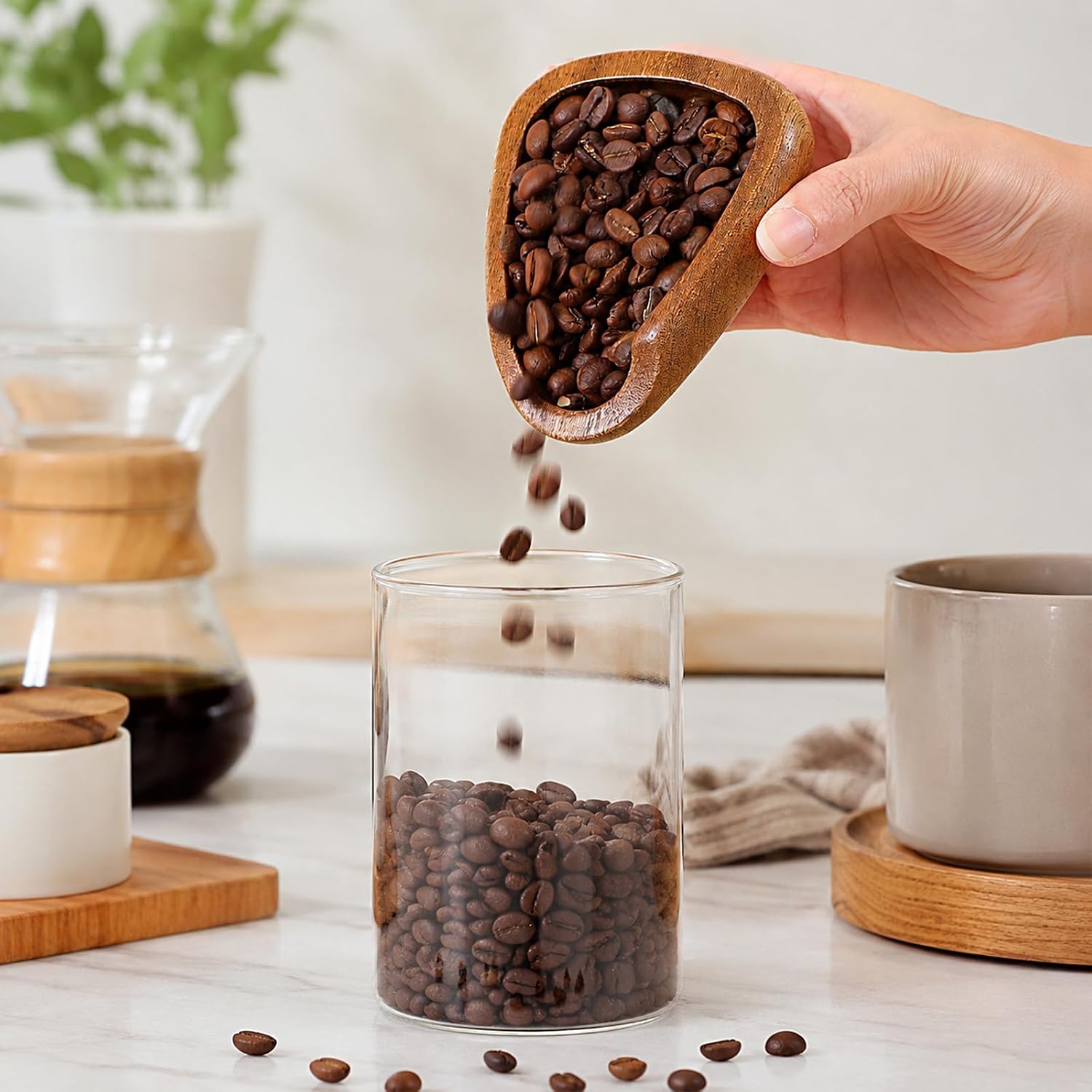 Walnut Wood Espresso Accessories Measuring Tool, Coffee Bean Dosing Cup