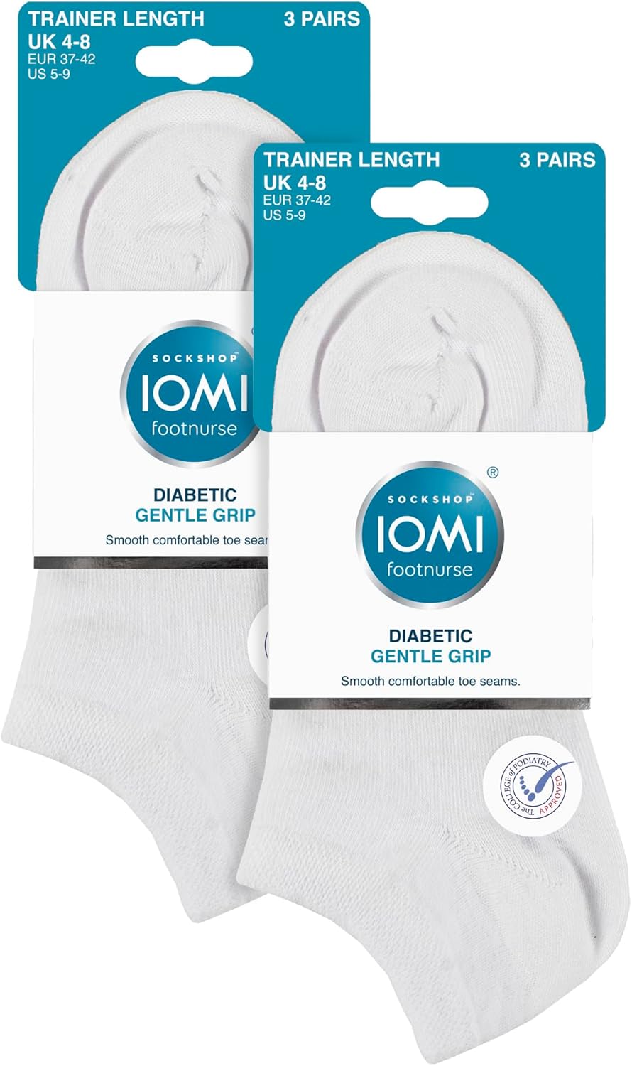IOMI 6 Pack Womens Diabetic Sneaker Socks Extra Wide Non Binding Ankle Socks