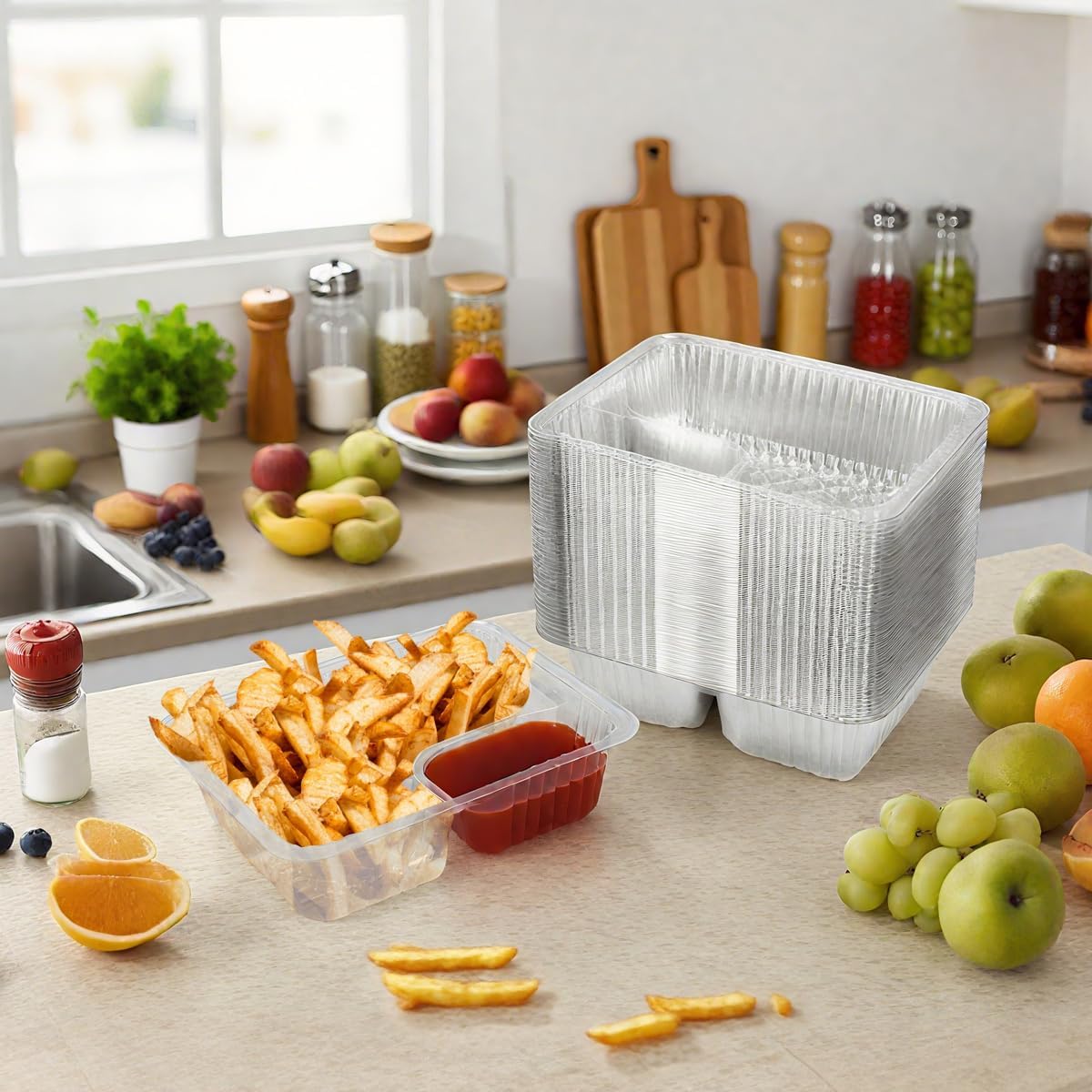 100 Pcs 12oz 6.5''x5'' Plastic Nacho Trays
