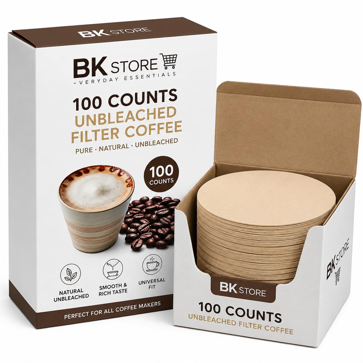 Unbleached Coffee Filters - 100 Pack for Espresso & Moka Pots -1